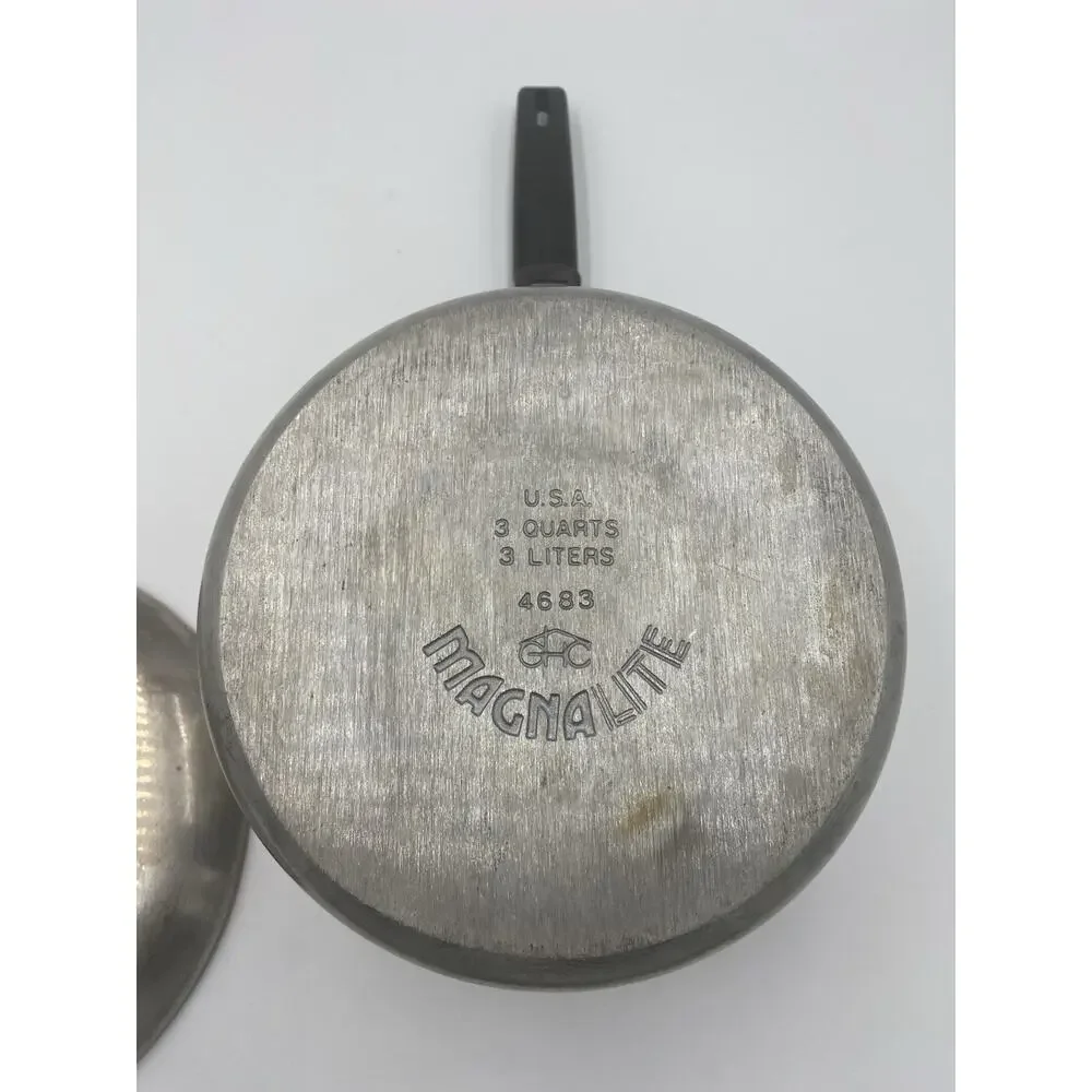 Vintage GHC Magnalite Aluminum 3 QT Sauce Pan Dual Spout 4683 With Lid Cajun